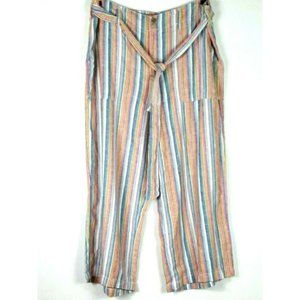 New Seven7 Sz 16 Linen Wide Leg Pants Women Belted